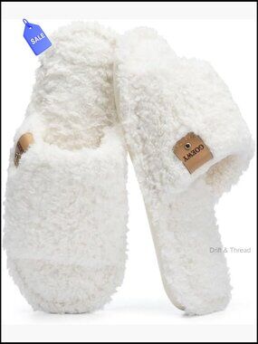 Open Toe Slippers with Memory Foam Womens Slide House Shoes